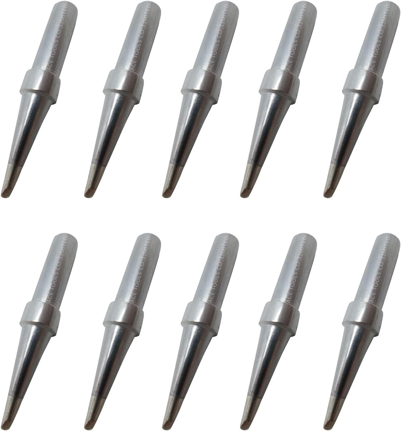 ETAA Bevel Single Flat Soldering Tip 0.062" / 1.6mm for WESD50 WES50 WESD51 WES51 PES50 LR20 PES51 LR21 WE1010NA (WE1010EU WE1010EDU) WE1010 WECP ACE Brand Solder Iron Handle Tips (10)