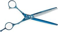 Vista 2 de Master Grooming Tools 5200 Blue Titanium Shears - Tijeras de alto rendimiento para perros de aseo - Tijeras de adelgazamiento de 42 dientes, 6½