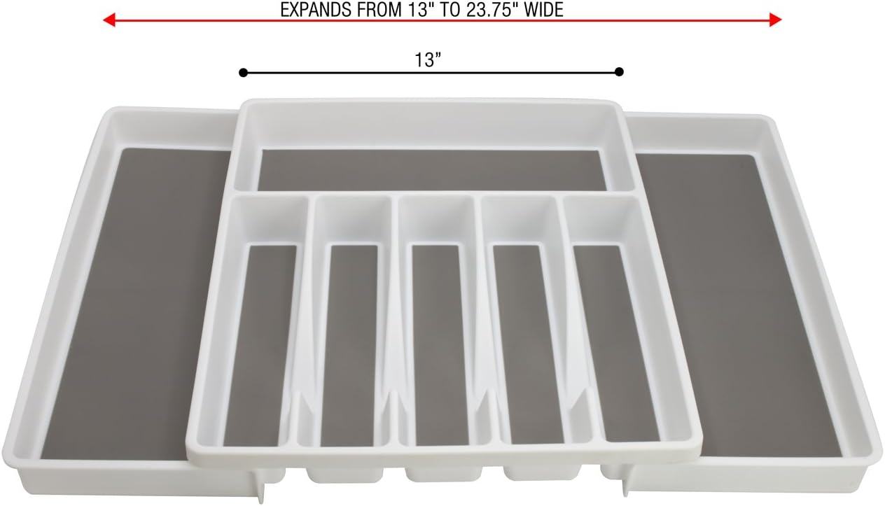 Sorbus Flatware Drawer Organizer, Expandable Cutlery Drawer Trays for Silverware, Serving Utensils, Multi-Purpose Storage for Kitchen, Office, Bathroom Supplies (Cutlery Drawer Organizer - White)