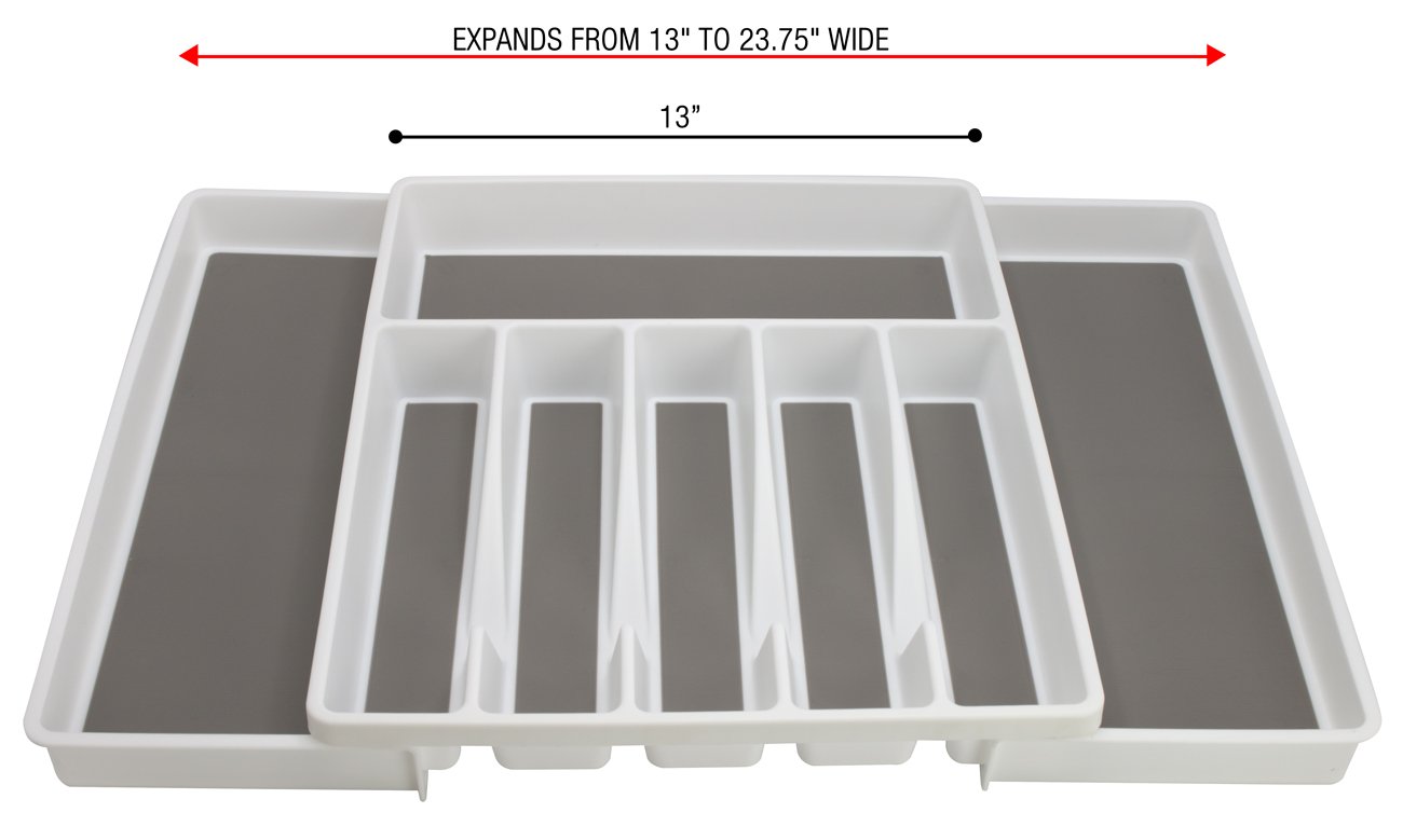 Linoroso Besteck-Schubladen-Organizer – Ausziehbar, BPA-frei, Mit Utensilienfach