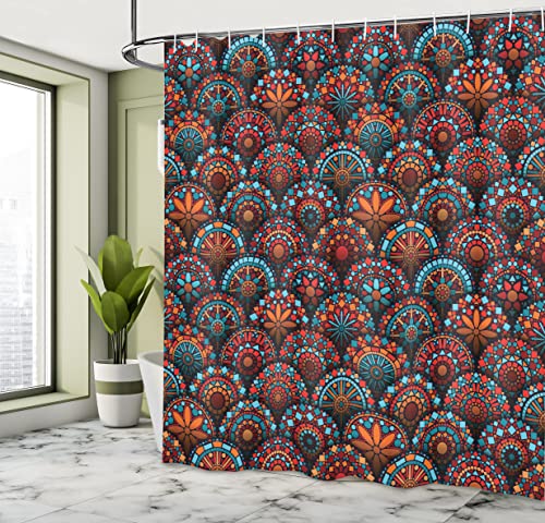 ABAKUHAUS Mandala Shower Curtain, Pattern with and Geometric Floral Form Art Image - Image 4