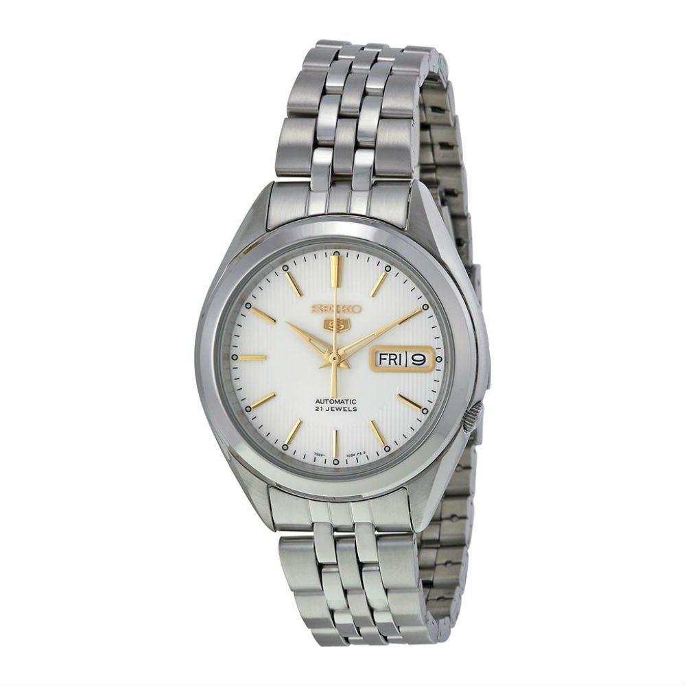 Seiko Men's SNKL17 Seiko 5 Automatic Silver Dial Stainless-Steel Bracelet Watch