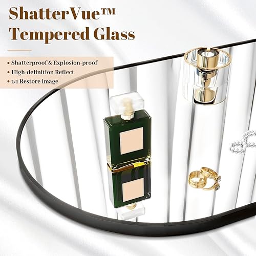 Miniatura 2 de Koonmi Espejo Arqueado de Cuerpo Completo de 30"x71", Espejo de Piso Grande Negro con Marco de Aleación de Aluminio de Pie Colgante o Reclinable