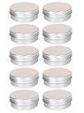 10 Count 2oz Aluminum Cosmetic Jars - Air-Tight Round Metal Tins with Screw On Lids for Homemade Salves, Creams & Balms (60ml, Silver)