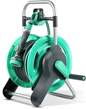 Hose Reel Cart with Water Gun, Heavy Duty Water Pipes Storage Cart, Garden Irrigation Hose Reels Watering Set Water Hose Holder Color Green, Size 30m