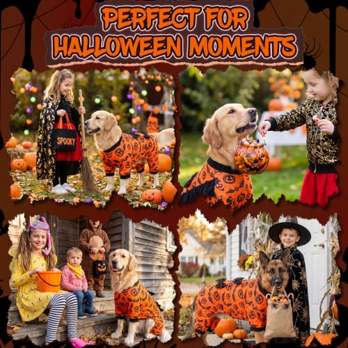Dog Halloween Pajamas for Small Medium Breeds, Pumpkin Ghost Dog Onesies, Halloween Pet Outfit Clothes, Soft 4-Way Stretch Doggie Pjs Costumes for Halloween Party Photos - image 3