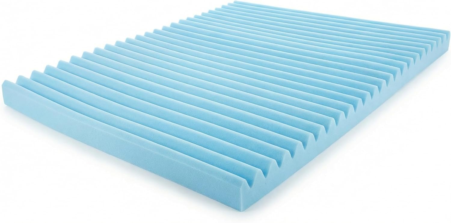 Orthopaedic Blue Firm Foam Wave Mattress Topper 2” Thick – Back Pain Relief & Pressure Care Support, Breathable Airflow Bed Overlay, UK Made (Small Double 190 x 121cm)
