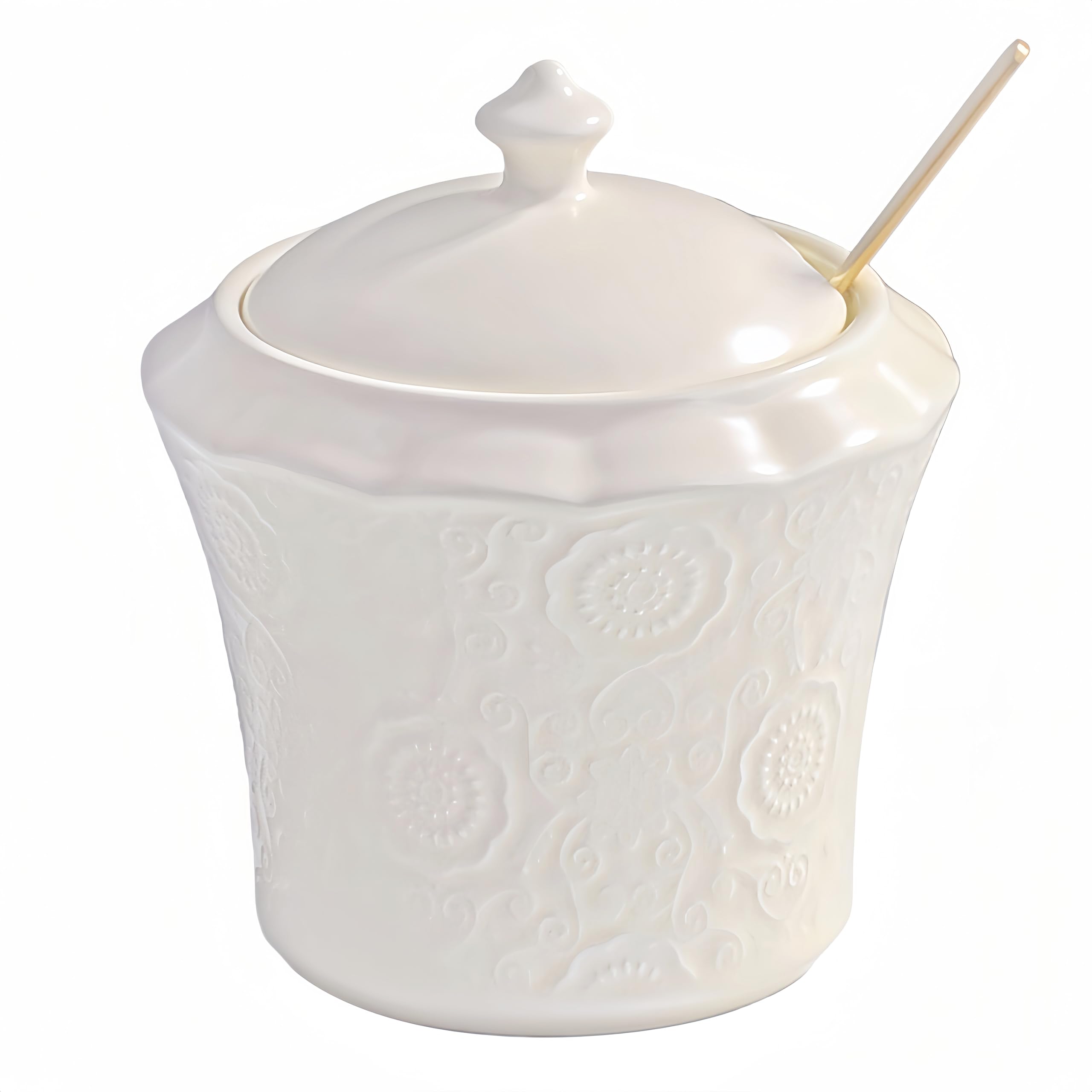 Whitenesser 13.5oz Sugar Bowl with Lid and Spoon Ceramic Sugar Creamer Container, Sugar Jar, Durable Sugar Pot for Coffee Bar Accessories, Coffee Bar