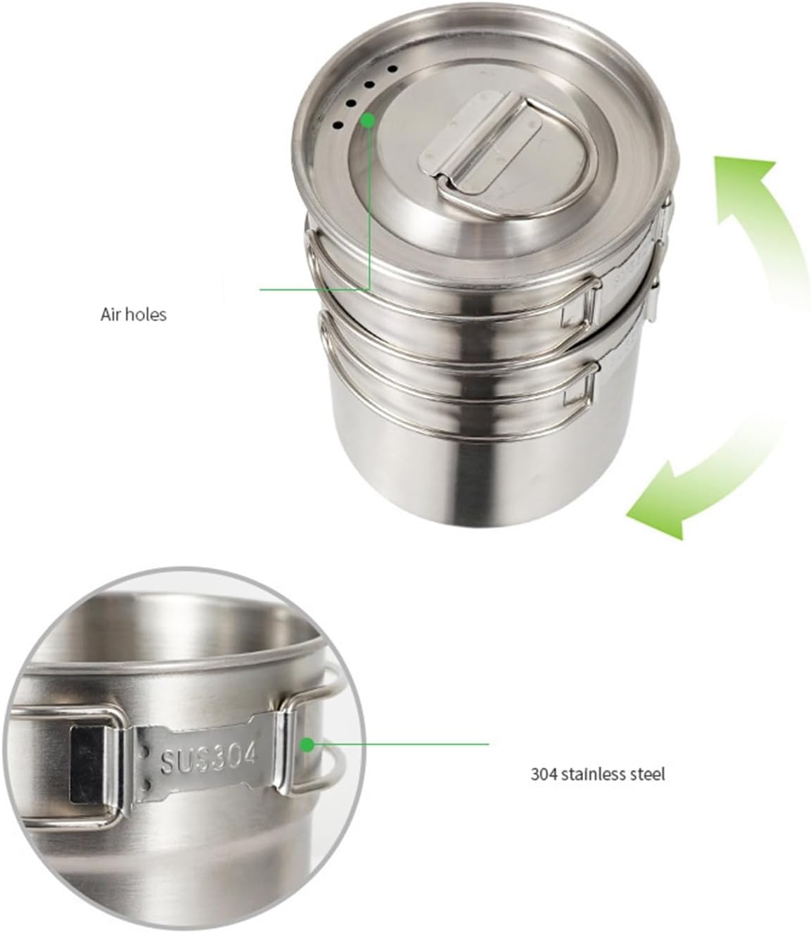 Camping Cups and Mugs Pots Stainless Steels Outdoor Cookware Picnics Water Mugs for Hiking Backpacking Picnics Water Mug
