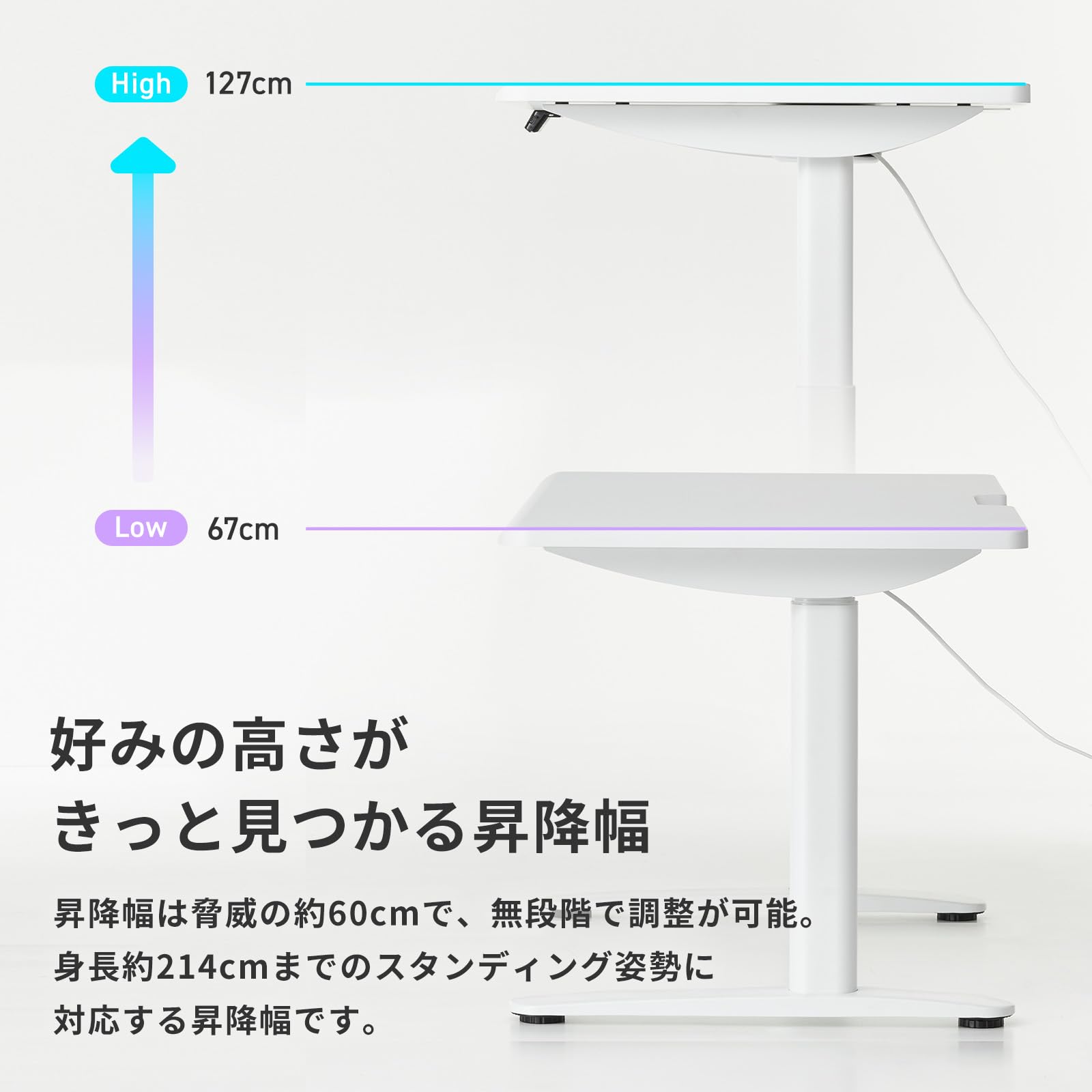 Amazon | Pixio ゲーミングデスク 脚単品 組み立て式 1200mm 電動昇降 