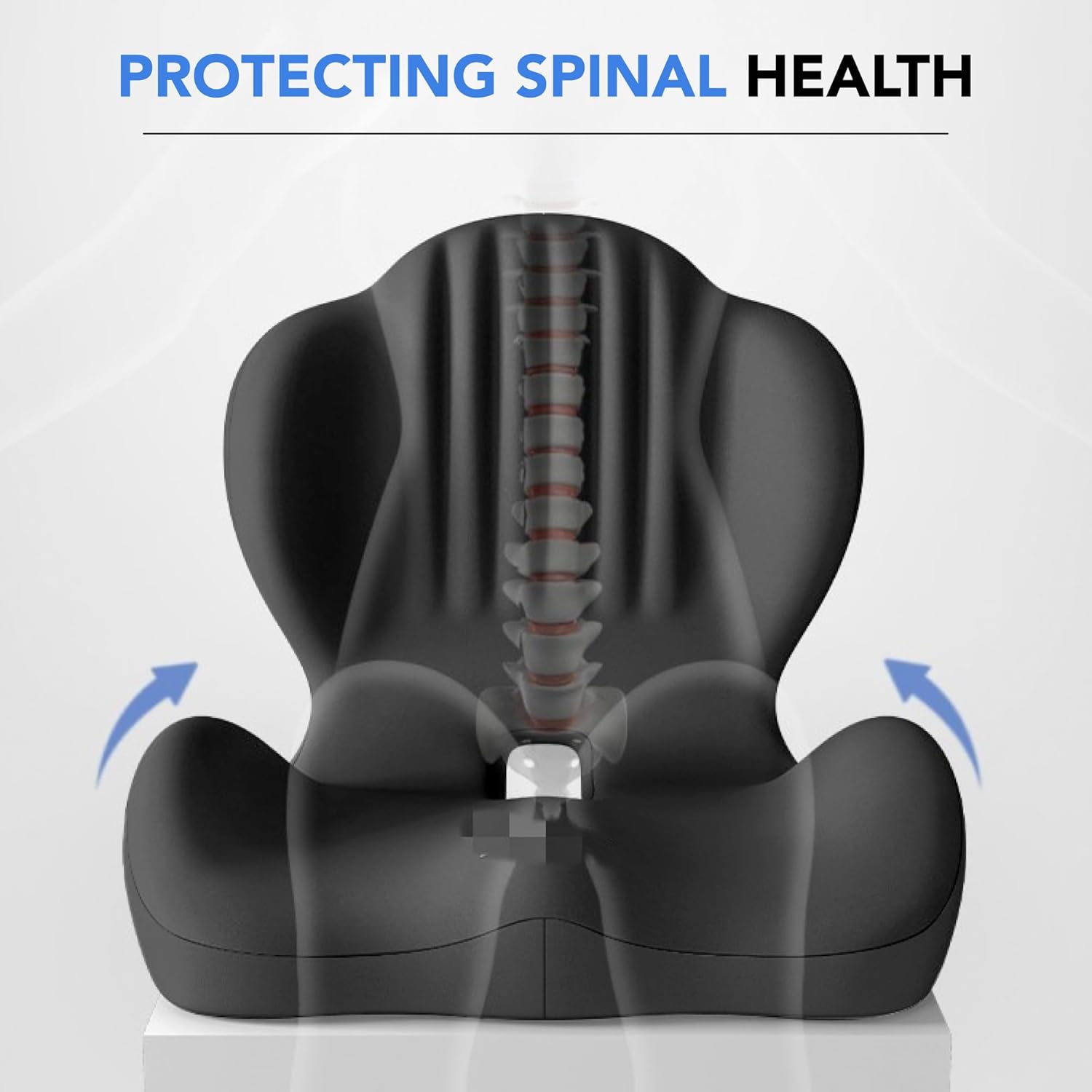 Ergonomic Waist Support and seat Cushion, 2-in-1 Memory Foam pad, Hollow Design for The Coccyx, Suitable for Office Chairs, car Safety Seats and Household use - relieves Lower Back and Hip Pain Black - Image 5