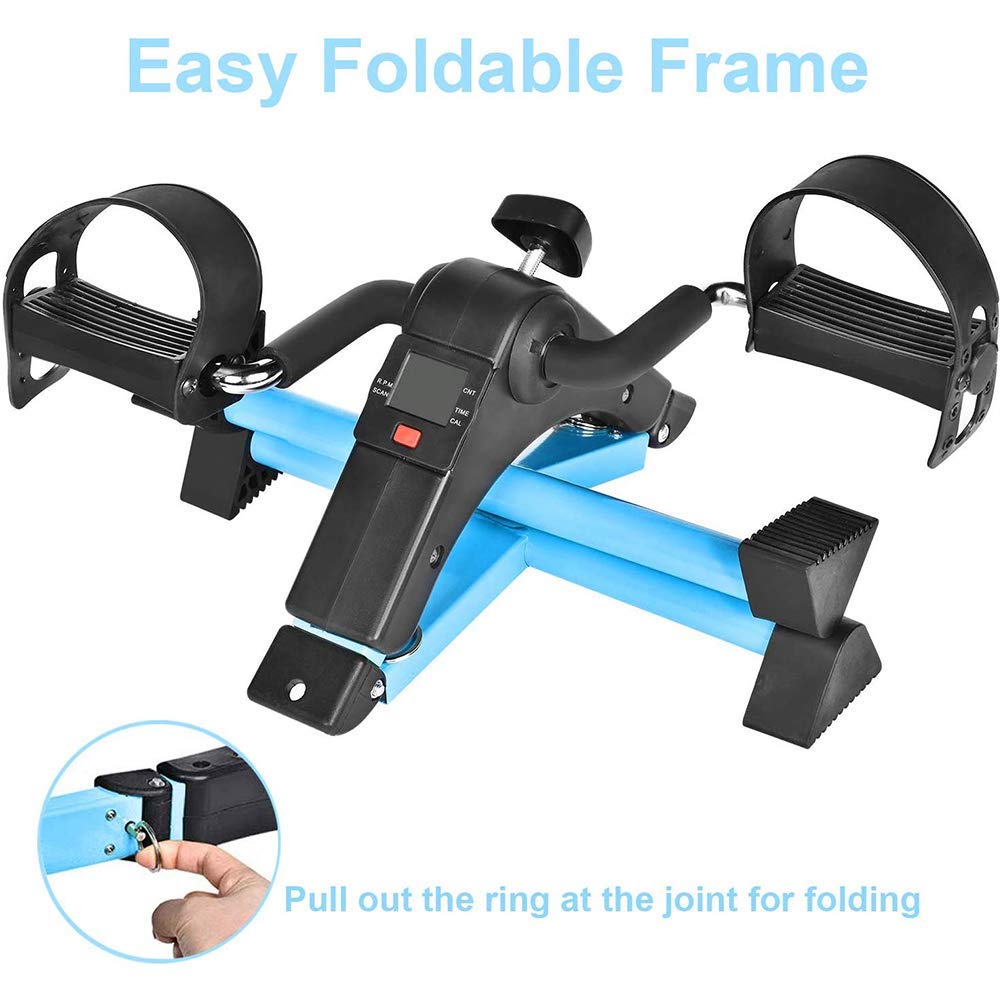 Pedale Ginnico, Pedale Ginnico Pieghevole, Mini Cyclette con Resistenza Regolabile, Pedale Portatile da sotto la scrivania, con Display LCD per Braccia e Gambe