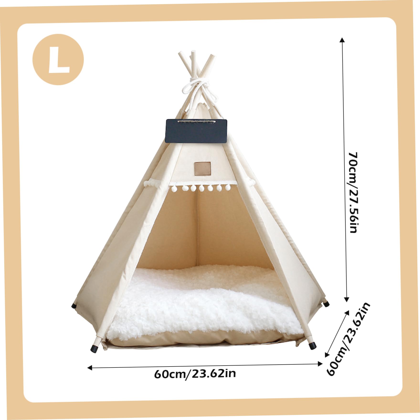 Tipi pour Chien et Chat Tentes de tipi Portables pour Animaux de Compagnie avec Coussin et Petit Tableau 28 Pouces Haut Niche d'intérieur Lavable pour Chiot Lit Doux pour Animaux Moins