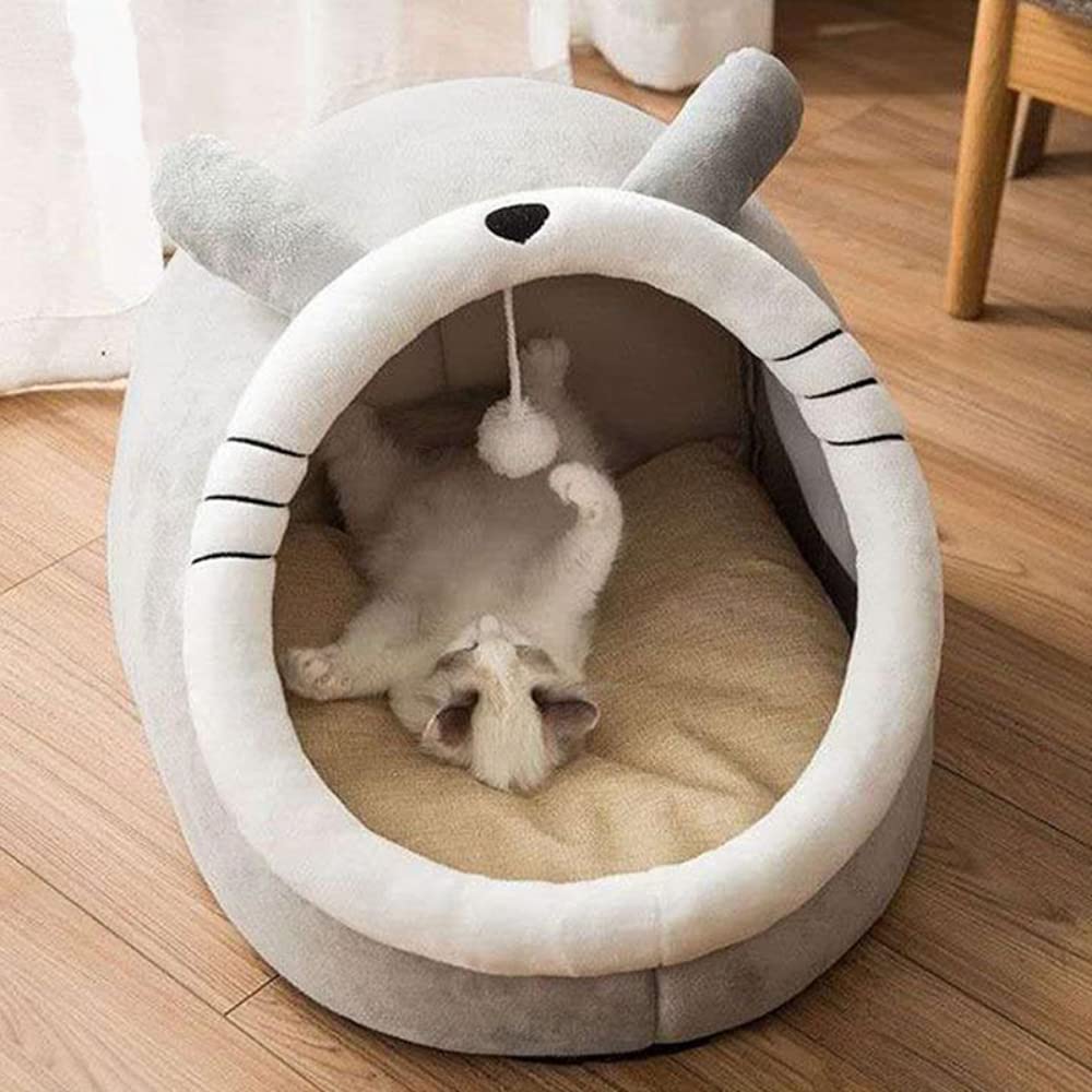Niche pour chat et chien Jaune L panier fermé quatre saisons