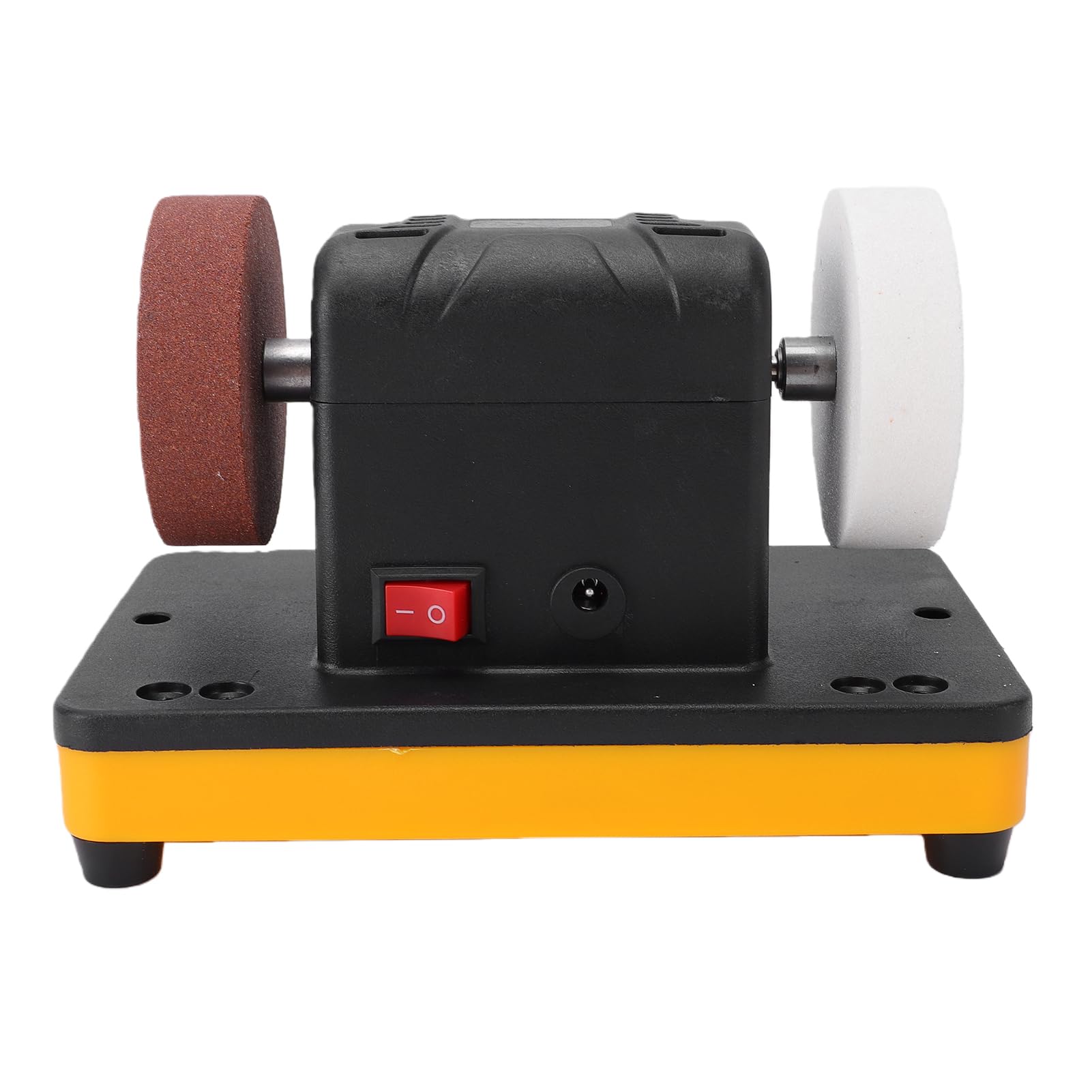 GOWENIC Mini Smerigliatrice da Banco 2000-6000 Giri/min Doppia Mola per Affilatrice a Batteria 18V 3 Pollici Giallo
