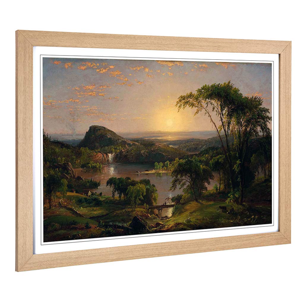 Big Box Art Framed Print of Jasper Francis Cropsey Summer, Lake Ontario Design | Wall Art Picture | Home Decor for Kitchen, Living Room, Bedroom, Hallway, Oak, A2 / 24.5x18 Inch / 62x45cm