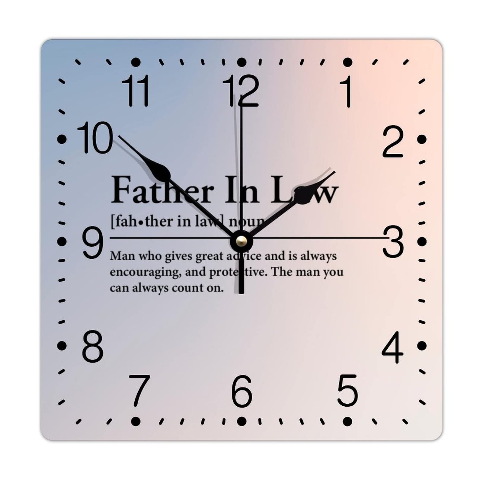 Horloge murale carrée PVC pour décoration d'intérieur de salon et style ferme