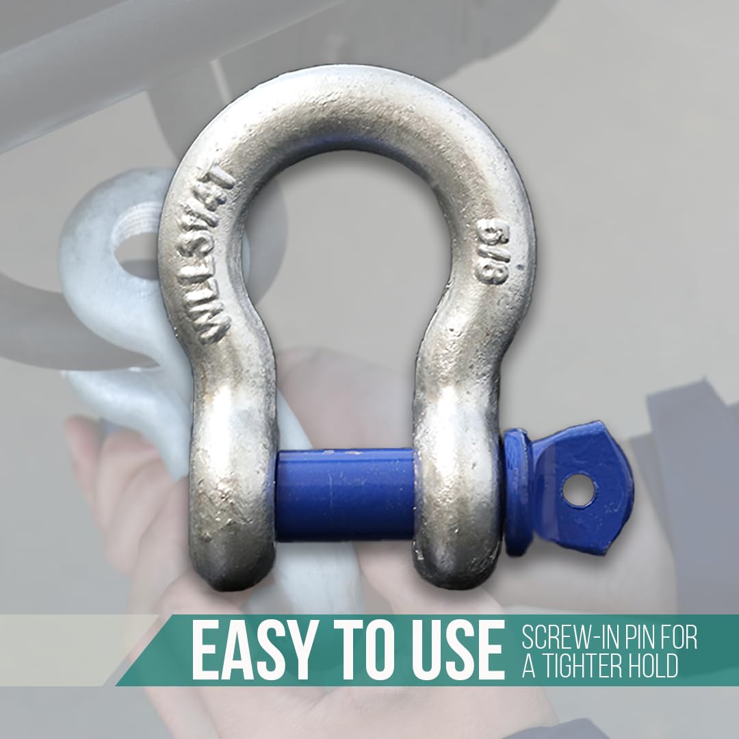 Boxer Forged Anchor Shackle 5/8”–Heavy Duty Forged Steel-Versatile & Durable–Working Load Capacity up to 3.25 Ton-Corrosion & Rust Resistant - Towing, Rigging, and Heavy-Duty Equipment (4 Piece)
