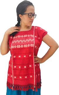 Amuzgos Huipil blouse ~ Embroidered Mexican Red blouse/blusa huipil bordada