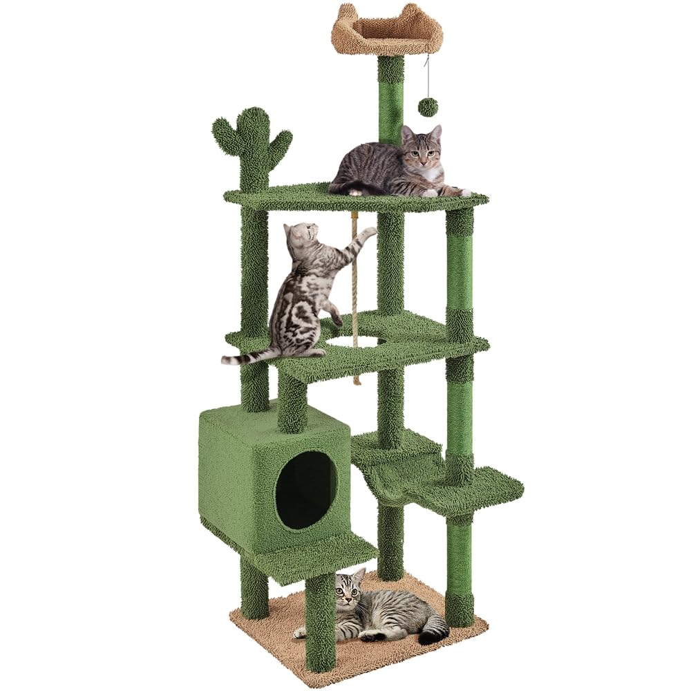 Yaheetech Cactus Cat Tree, 70.5in Cat Tower for Indoor Cats, Multi