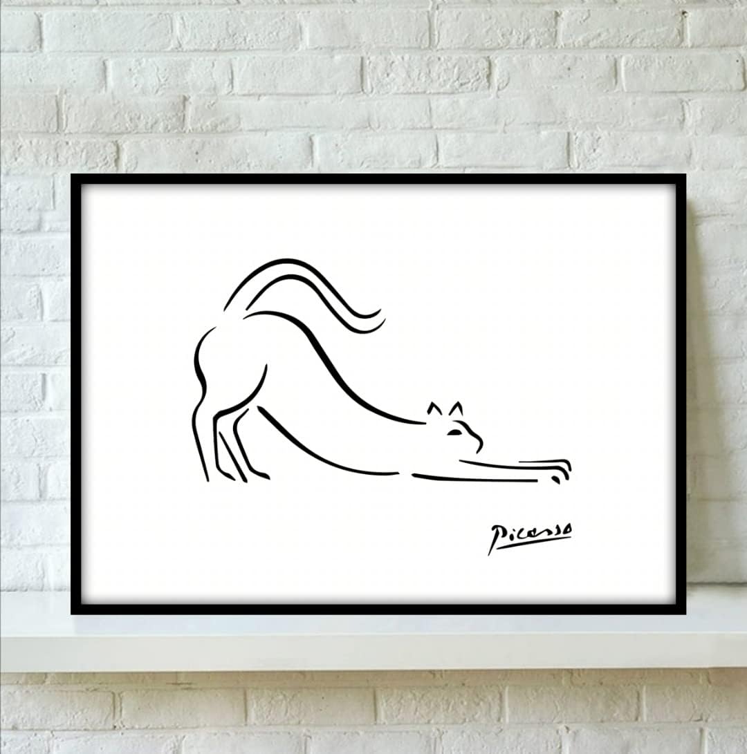 Amazon Co Jp ピカソ ネコの絵 サイズ フレーム付き ホーム キッチン