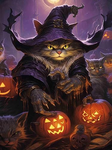 Rovepic - Kits de pintura de diamantes 5D, estilo Halloween, taladro completo, redondo, pintura de bricolaje con diamantes, arte malvado de