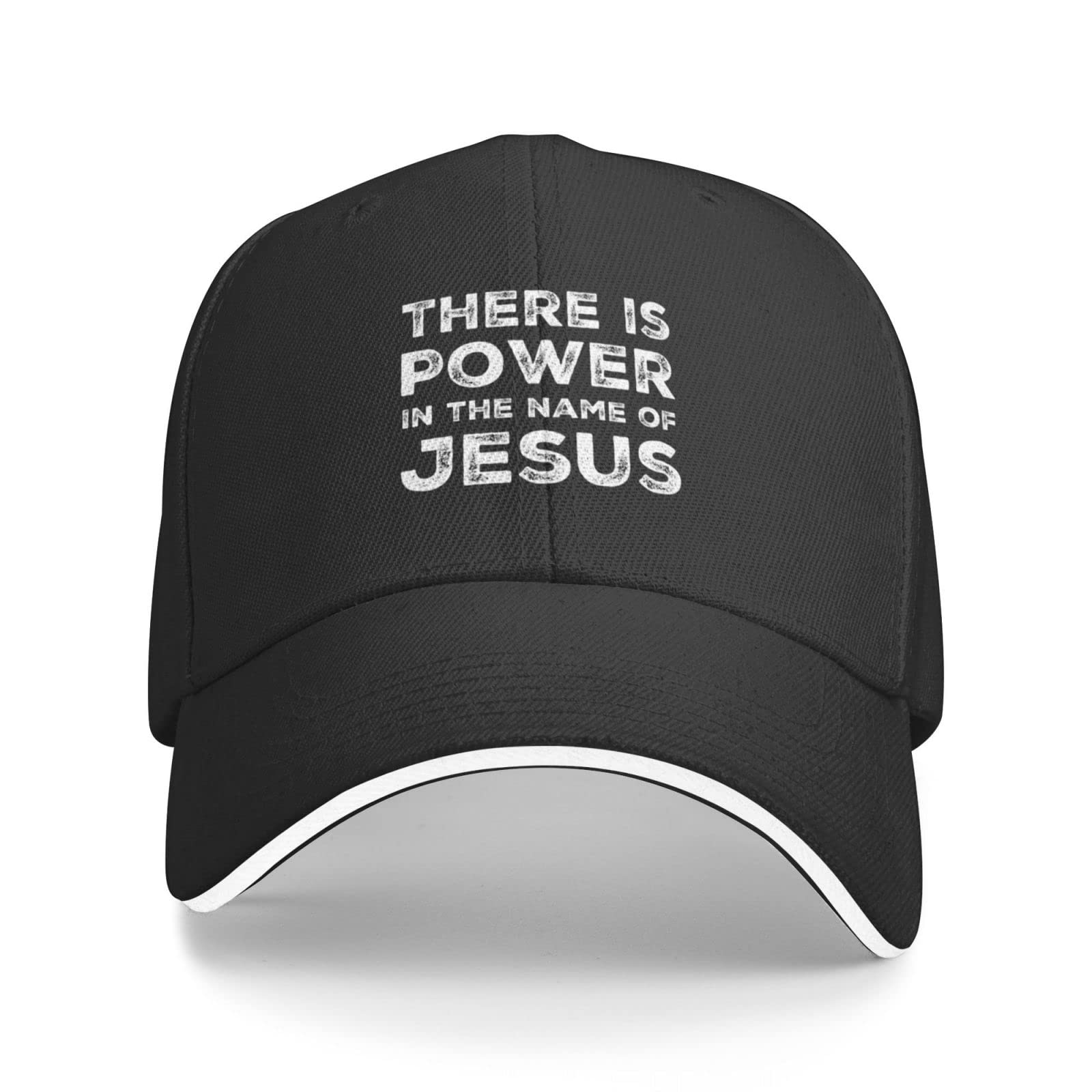 Gqwjksz Unisex Black There Is Power In The Name Of Jesus Baseball Cap Men Women Adjustable Trucker Hat Dad Hat