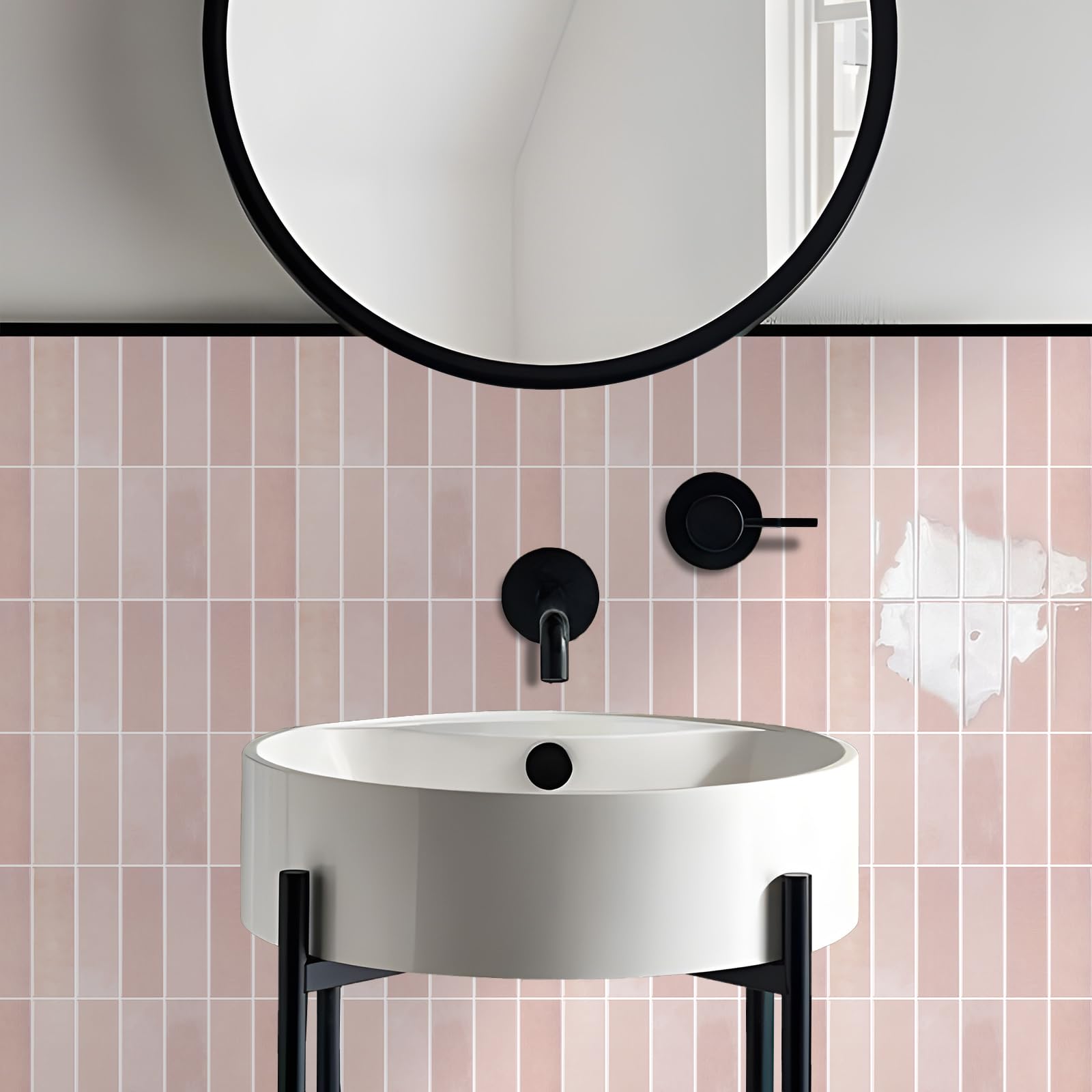 Alwayspon 30.5×30.5cm×10Pcs Pink 3D Vinyl Backsplash Tiles, Self-Adhesive Peel and Stick Wall Tile Stickers Stick on Subway Tiles for Kitchen Bathroom Wall