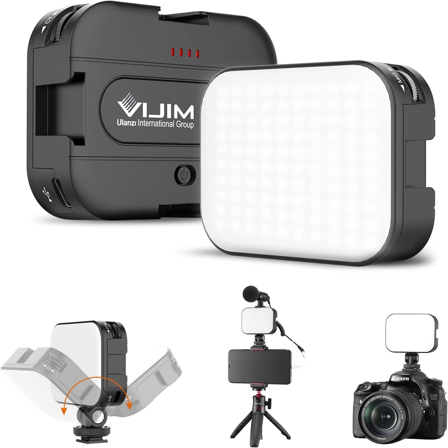 ULANZI VL100C Portable LED Video Light, 2500K-6500K Dimmable Camera Light with Cold Shoe Mount & 2000mAh Battery for Canon/Sony DSLR Cameras, YouTube/TikTok Live Streaming, Vlogging