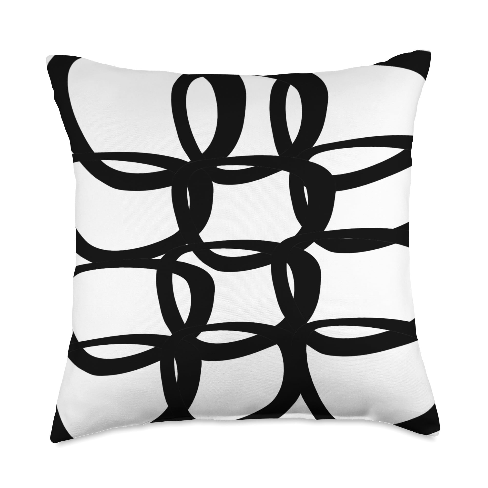 Black and White Geometric, Abstract Throw Pillow, 18x18, Multicolor