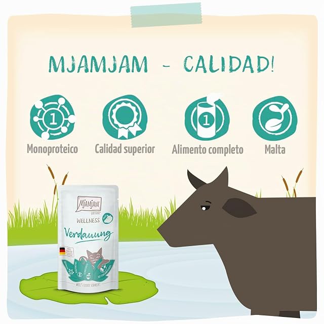 Foto 4 de 6 de MjAMjAM - Comida húmeda para Gatos - Wellness - Digestión - Vacuno, Pack de 12 (12 x 125g), sin Cereales
