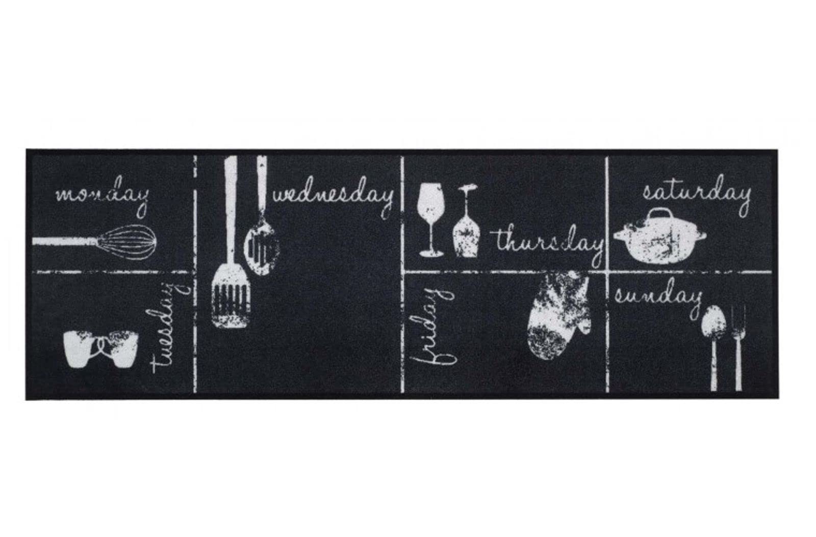 Coureur de cuisine lavable Cook&Wash Calendar Chalk antidérapant 50x150cm