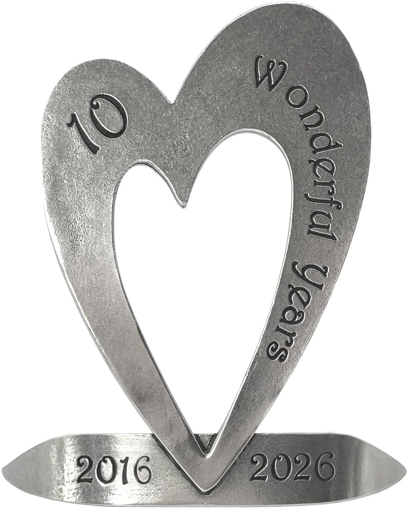 English Pewter Company 10th Tenth Tin Ten Year Wedding Anniversary Heart Keepsake Gift Personalised with Your Years [ANN100]