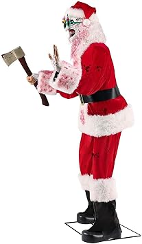 Spirit Halloween 6 Ft 3 In Art the Clown Santa Claus Animatronic, Officially Licensed, Evil Decoration, Animated Prop, Multicolor