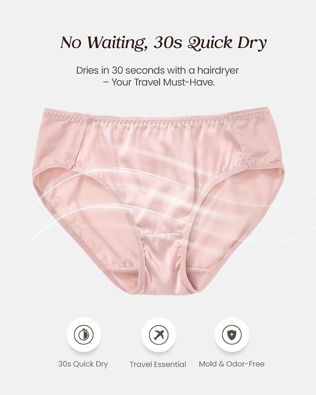 100% Mulberry Silk Panties, Shiny Satin-Finish Silk Classic Bikini Underwear for Women, Ultra Breathable Hipster - Image 7