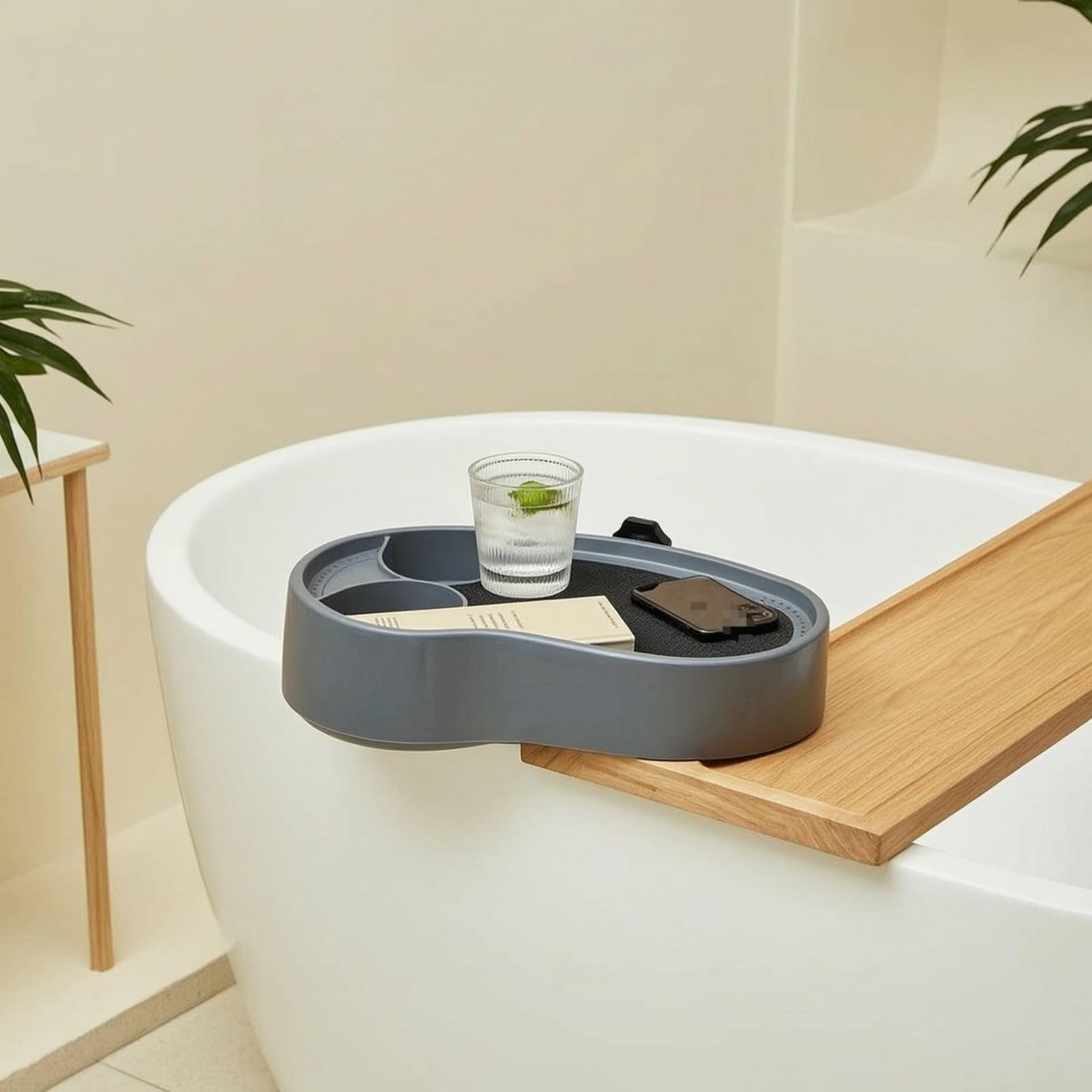 Badewannentablett mit Praktischen Becherhaltern Und Rutschfester Befestigung aus Und Gummi Robustes Design für Komfortables Lesen Und Entspannen für Erwachsene