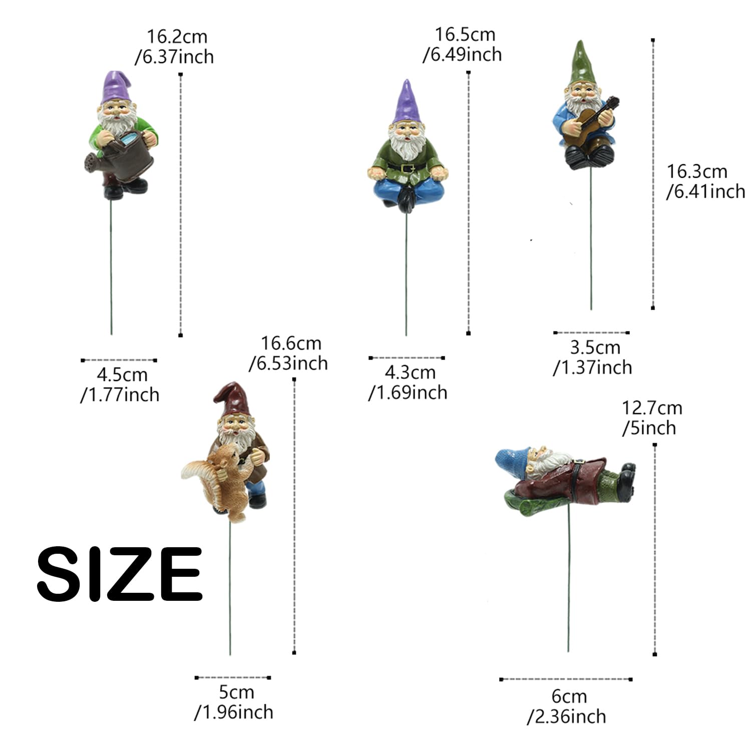 5 Stück Gnomos De Maceta De Plantas, Decoracion Jardin Exterior, Estatua De Gnomo En Miniatura De Bonsái, Enano Pequeño Gnomos De Jardín En Miniatura, para Patio, Oficina, Jardín, Escritorio