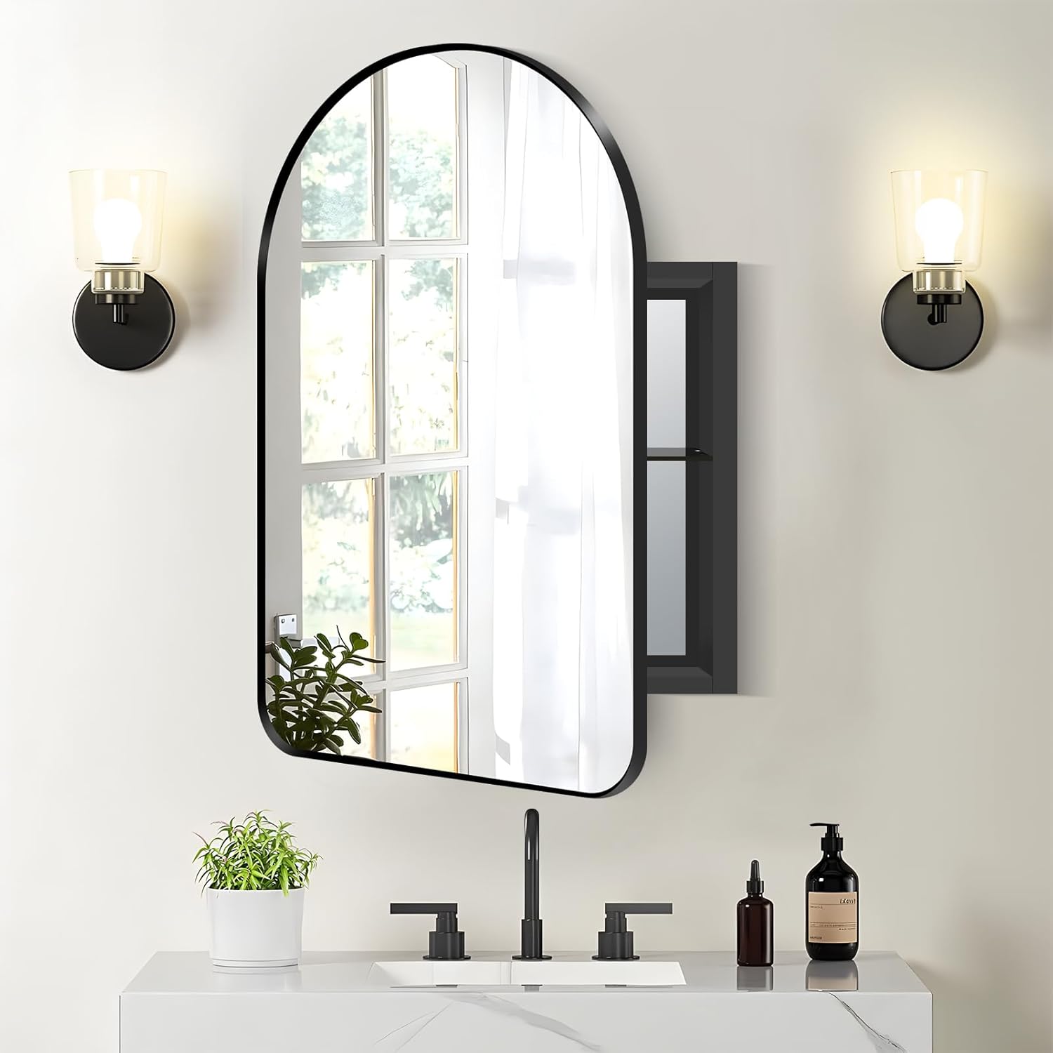 Amazon.com: LAMCHMOR Arched Recessed Medicine Cabinet with Mirror ...