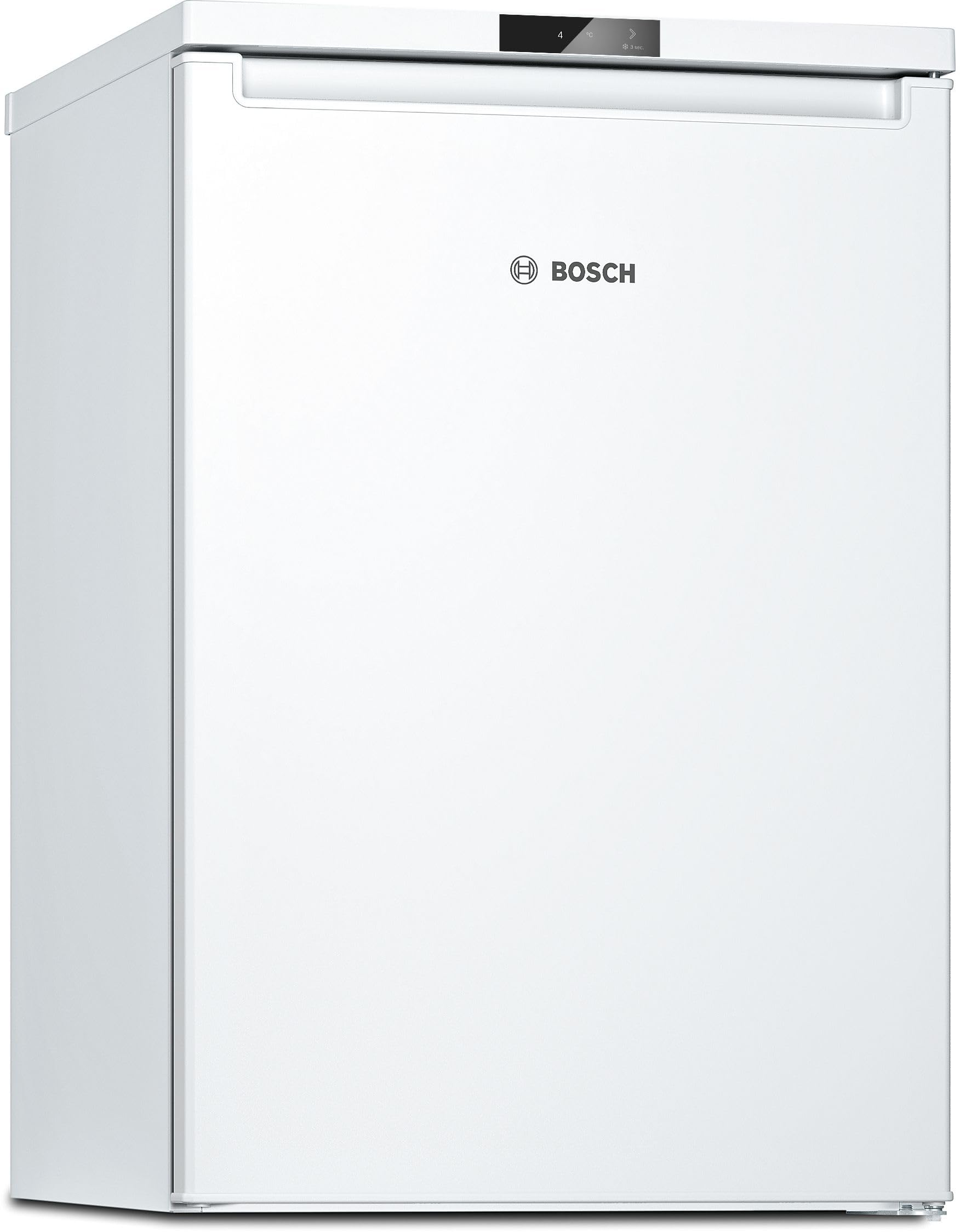 Bosch, Series 2, KTR15NWEAG, Undercounter Fridge, MultiBox, LED light, 3 glass shelves, 3 door shelves, Integrated horizontal handle, door alarm, SuperCooling in White