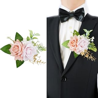 Blush Pink Single Boutonniere for Men Groom, Artifical Rose Flower for Wedding Decor, Prom Homecoming Graduation Buttonholes
