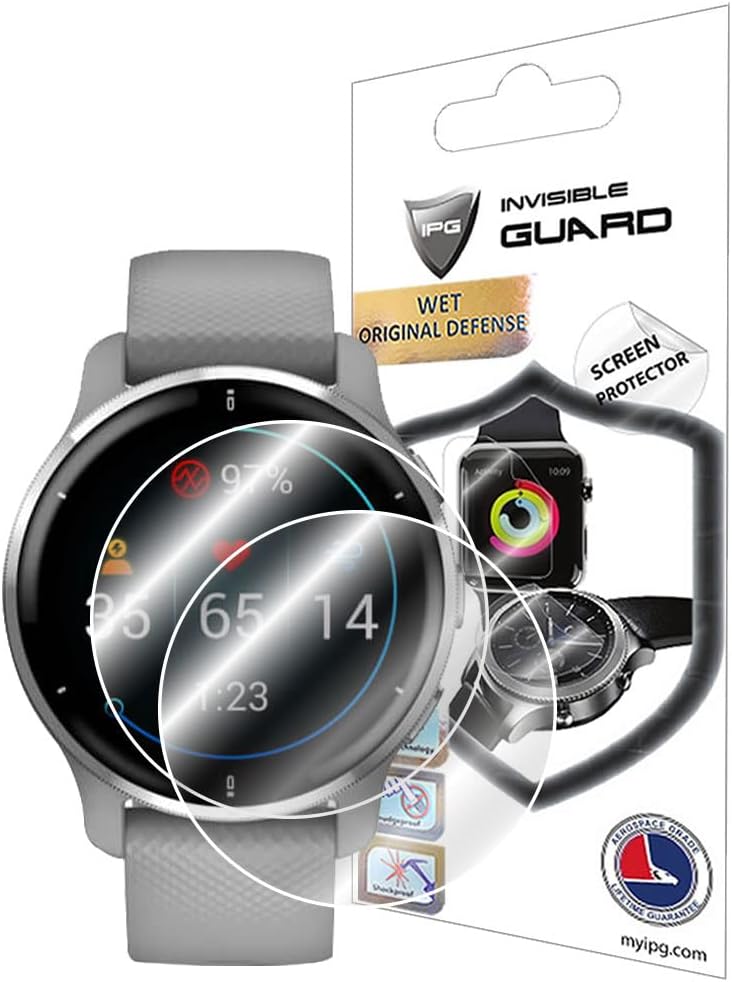 IPG for Garmin Venu 2S GPS Smartwatch Hydrogel Screen Protector (2 Units) Invisible HD Clear Film Anti Scratch Guard-Smooth/Self-Healing/Bubble for Venu2S image 5