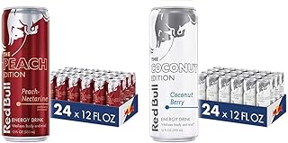 Red Bull Energy Drink Peach-Nectarine and Coconut Berry Flavors, 12 fl oz Cans (48 Count)