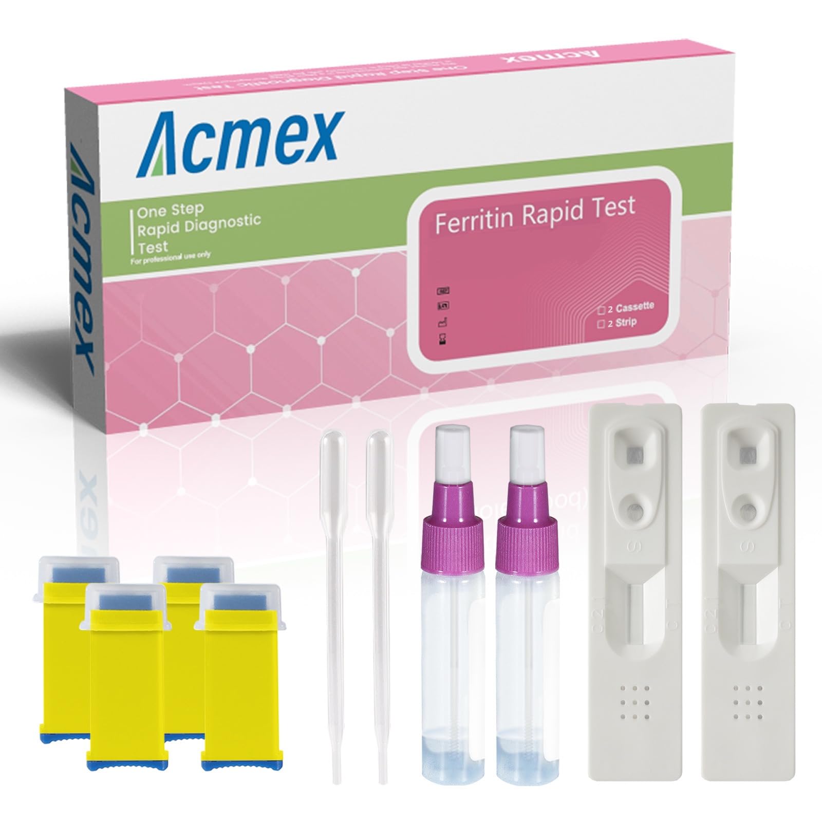 Iron Deficiency Test Kit for Men and Women,Iron Deficiency Test Kit for Adult and Children, Easy for Home Use, Fast Get Result, 2-Pack