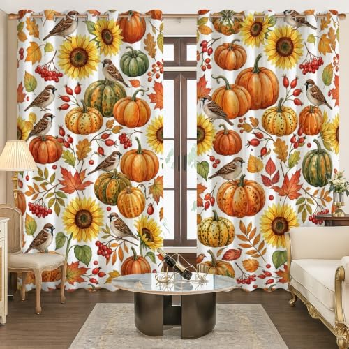 Rideaux occultants automne orange citrouille pour un salon convivial - 4