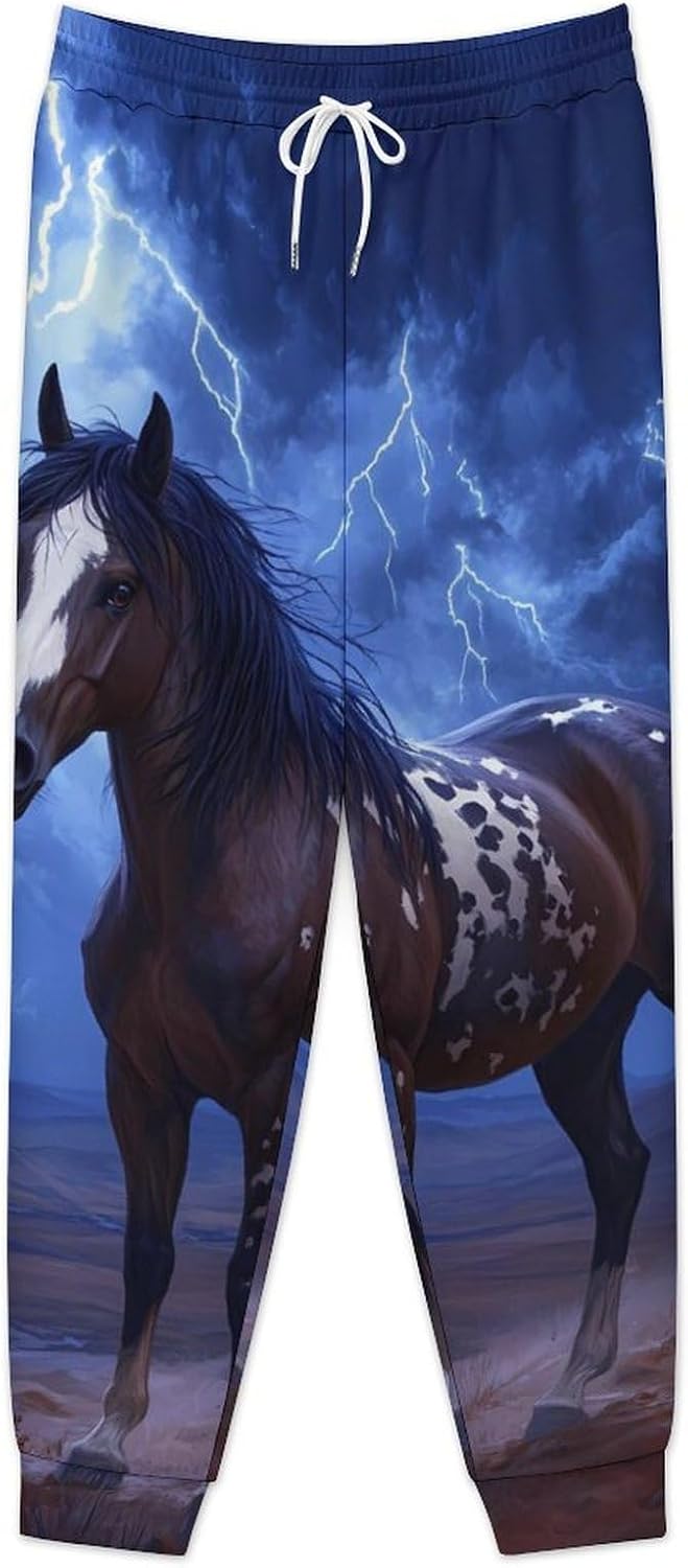 Horse Thunder Men's Joggers Sweatpants with Pockets Athletic Workout Lounge Pants