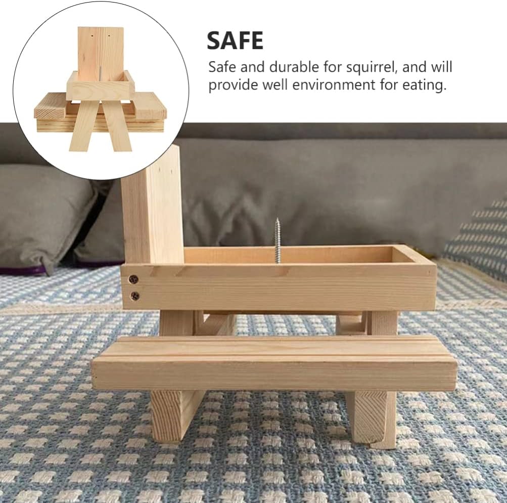Happyyami Gift Nuts Wooden Squirrel Feeder Squirrel Picnic Table Feeder Corn Cob Holder Squirrel Feeder Table Squirrel Feeding Supplies Bench Outdoor : Patio, Lawn & Garden