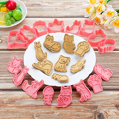 8 Pcs Cat Cookie Cutters With Plunger Stamps Set 3D Cat Paw Shape Biscuit Cutter Funny Cartoon Cookie Stamps Stamped Embossed Cat Cookie Cutters For Treats Diy Cookie Cake Baking Supplies #TOP2