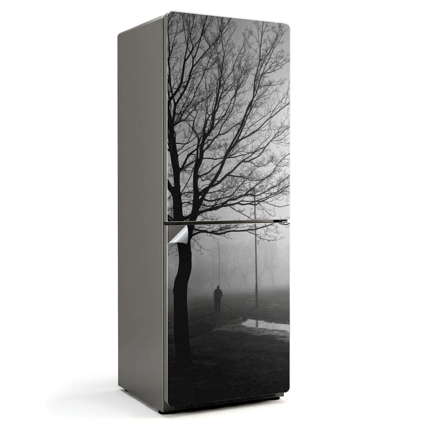 Sticker frigo 70x190 cm Promenade hivernale autocollant couvrant