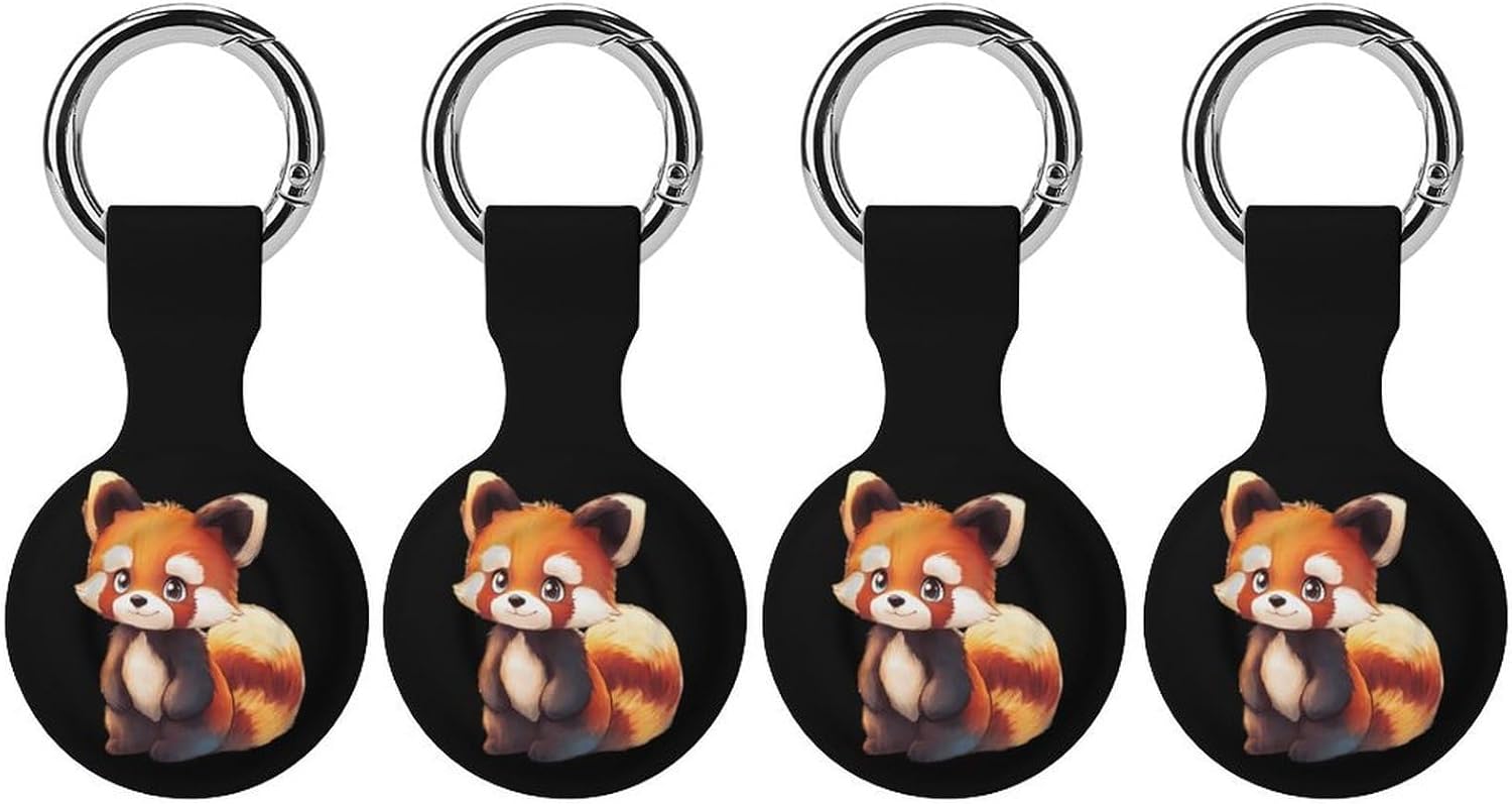 Cute Red Panda Funny Cover Compatible with AirTag Case Protector GPS Tracker Holder with Keychain