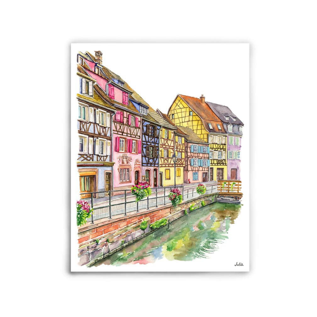 ArtifulJuliaColmar France Old Town Art print of my original watercolor painting Matte Paper, Stretched Canvas